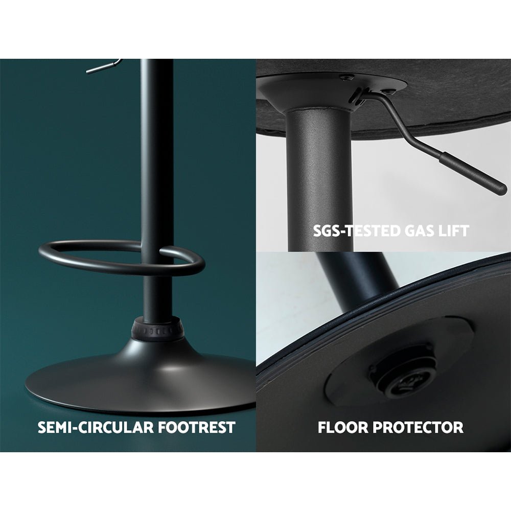 Otto Vintage Leather Adjustable Bar Stools Black (Set of 2) - Barstool Express