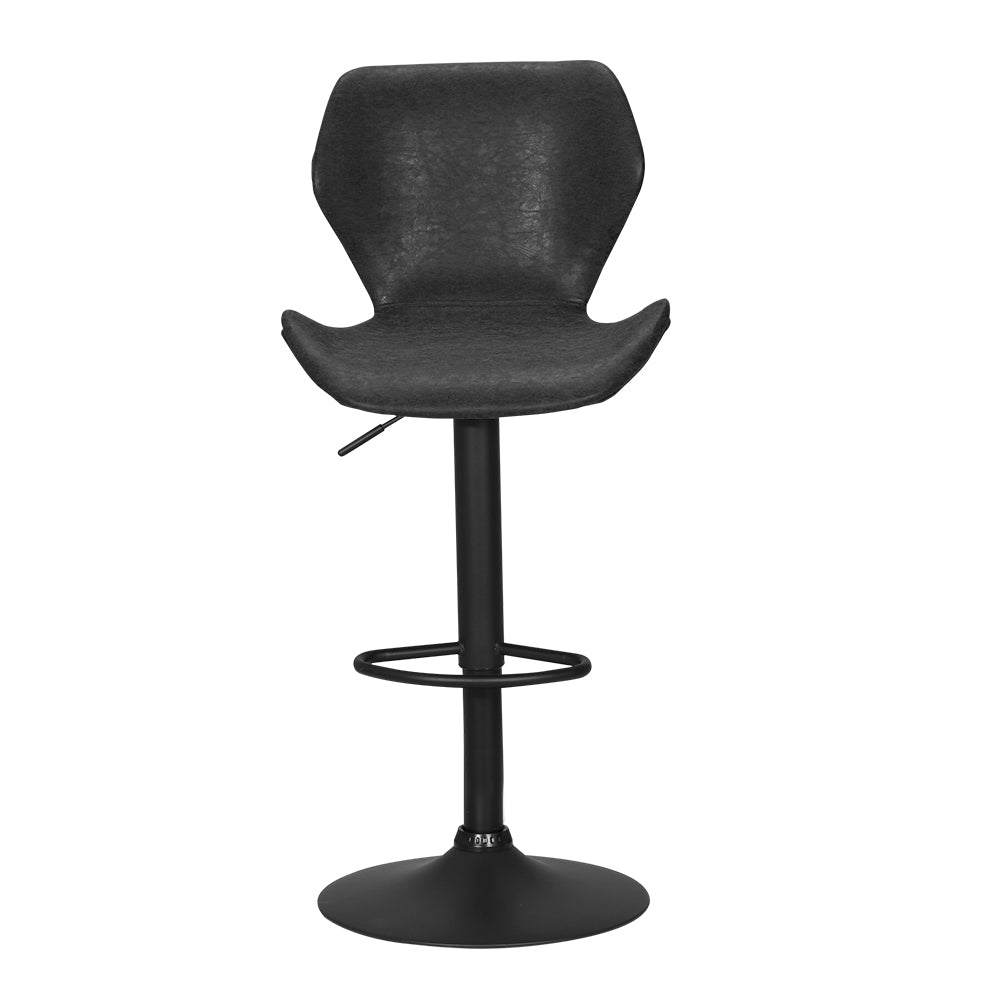 Otto Vintage Leather Adjustable Bar Stools Black (Set of 2) - Barstool Express