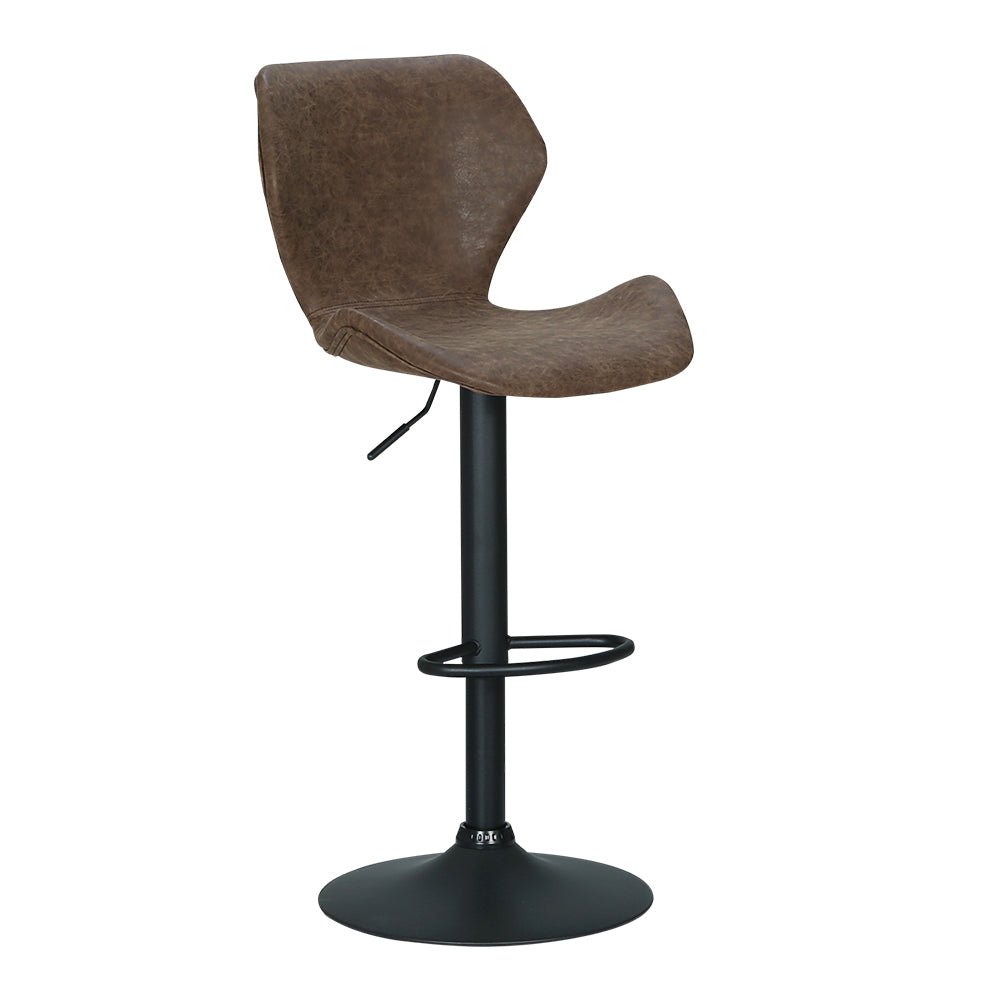 Otto Vintage Leather Adjustable Bar Stools Brown (Set of 2) - Barstool Express
