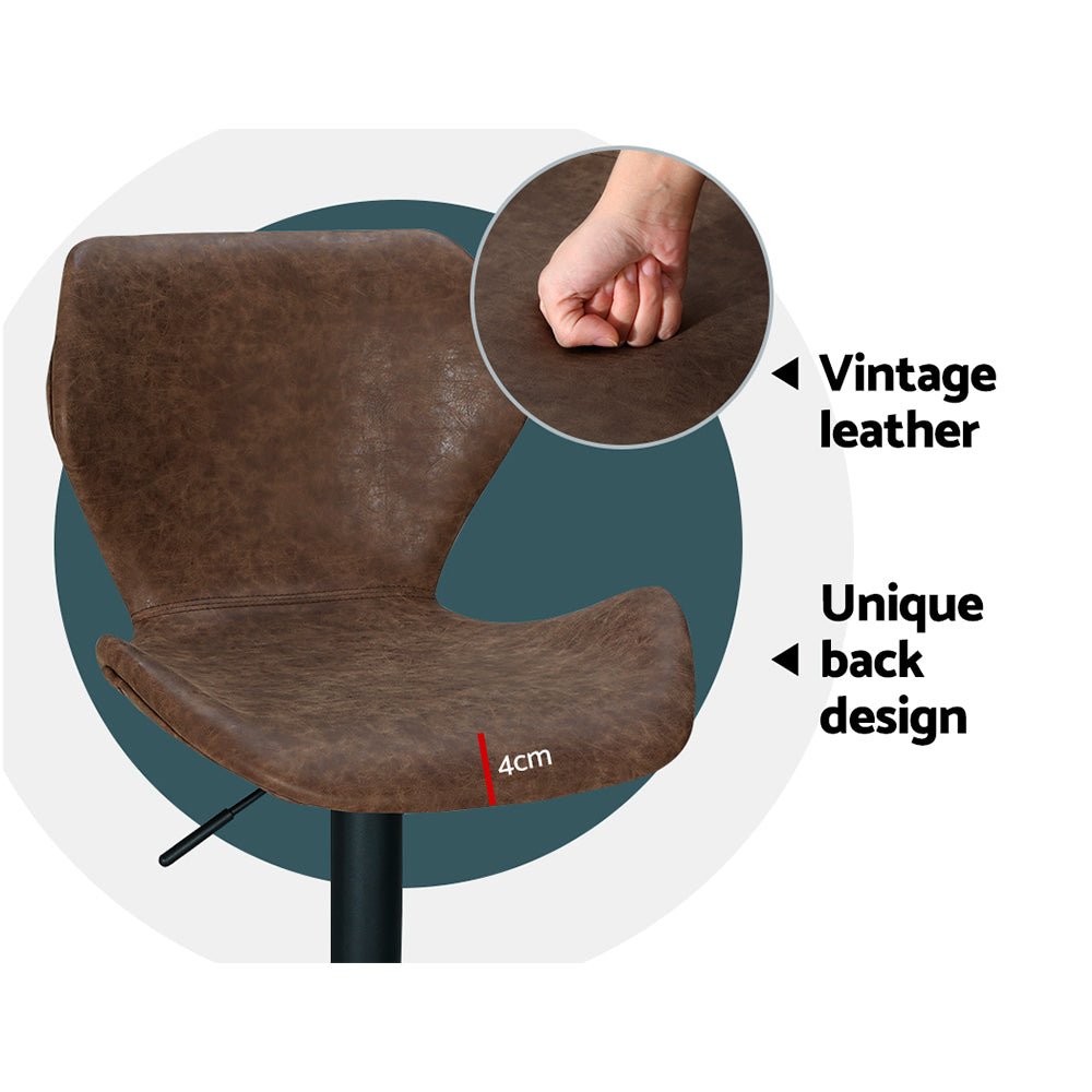 Otto Vintage Leather Adjustable Bar Stools Brown (Set of 2) - Barstool Express