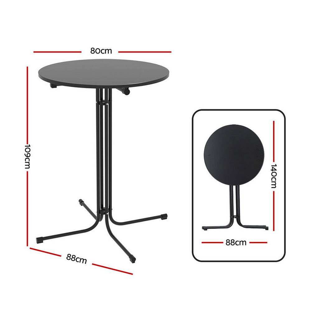 Outdoor Folding Adjustable Round Bar Table Patio Furniture Black - Barstool Express