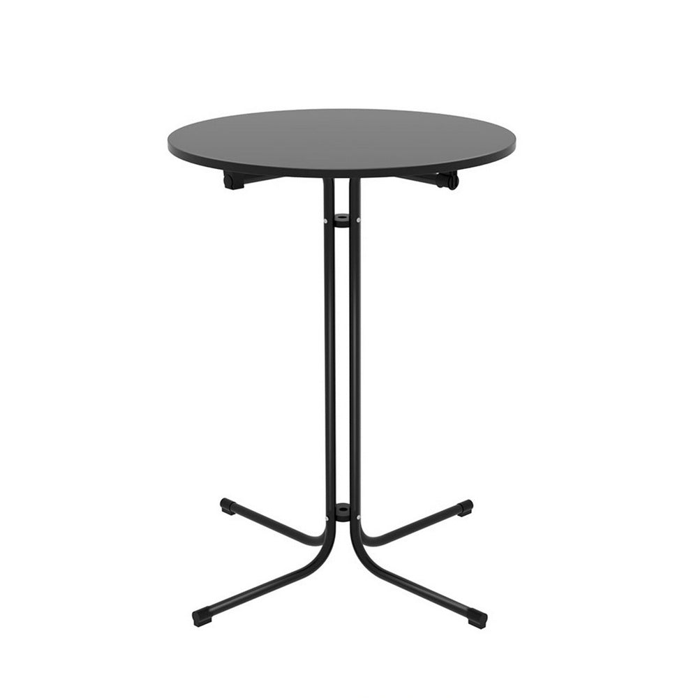 Outdoor Folding Adjustable Round Bar Table Patio Furniture Black - Barstool Express