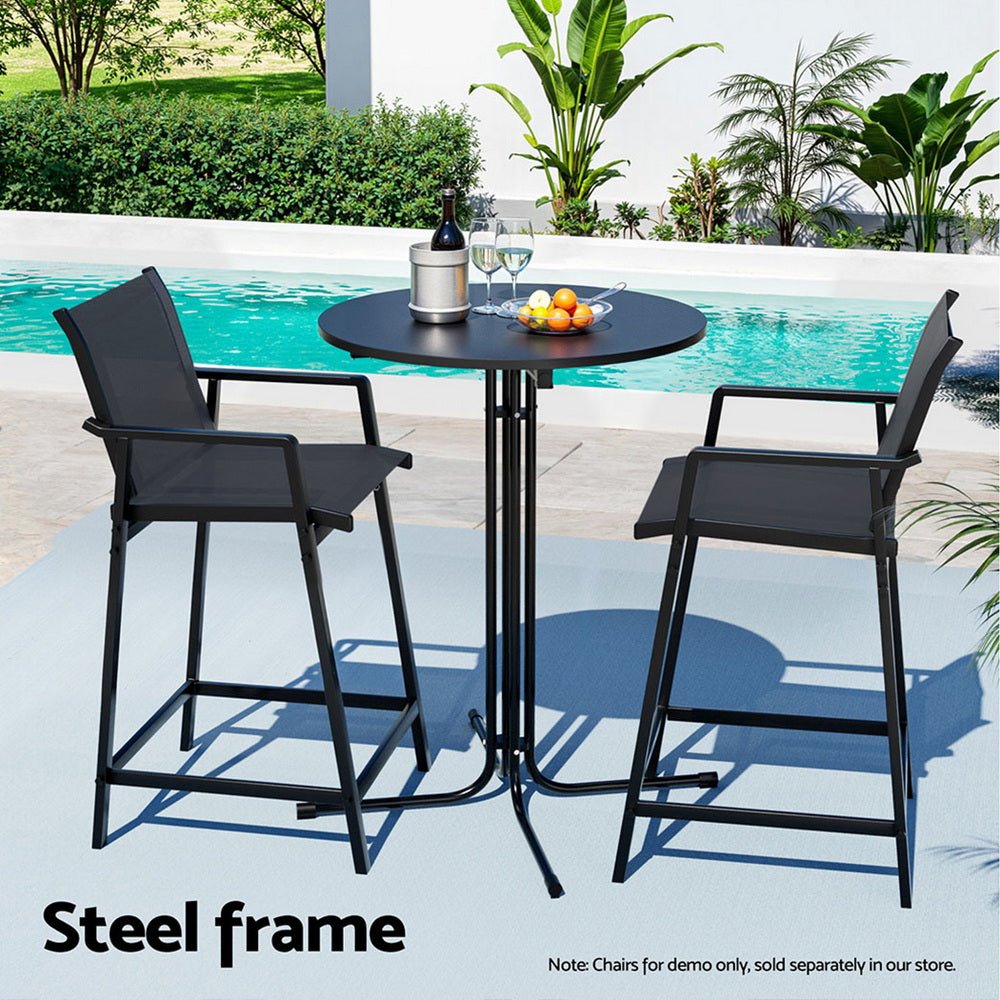 Outdoor Folding Adjustable Round Bar Table Patio Furniture Black - Barstool Express
