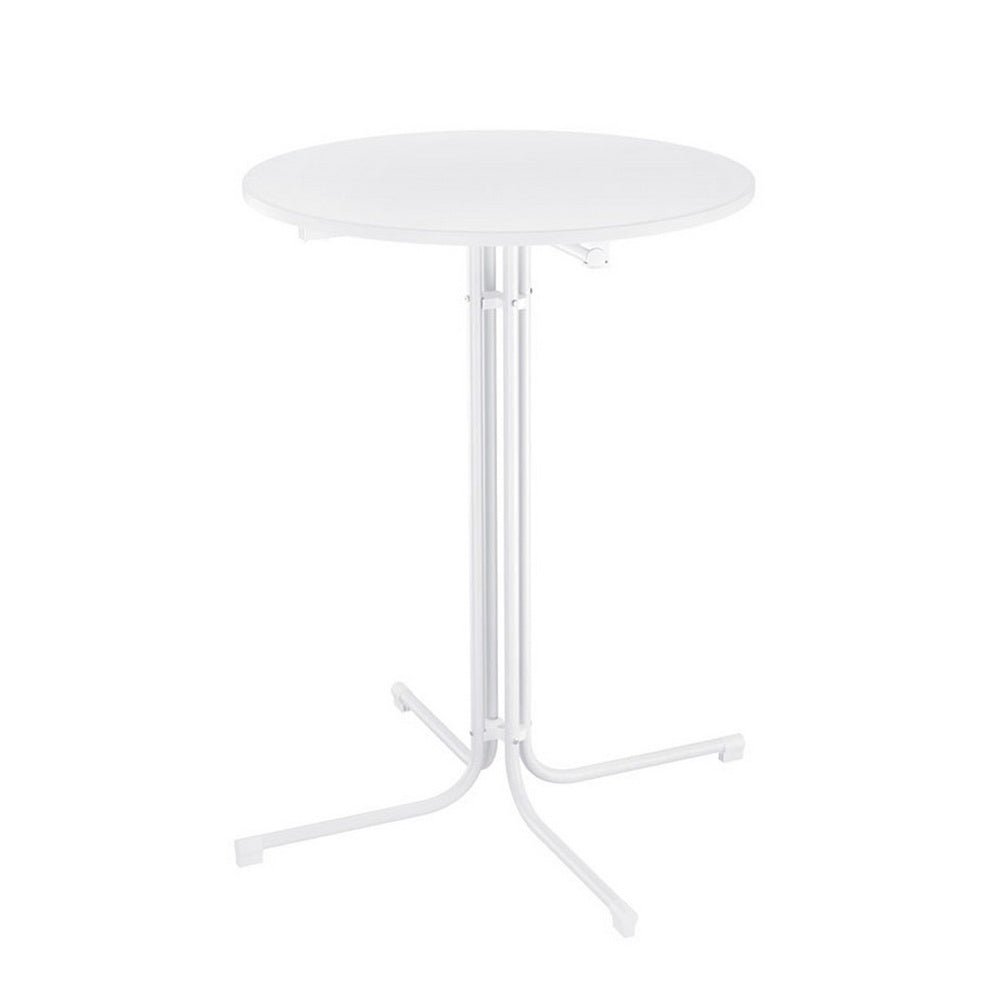 Outdoor Folding Adjustable Round Bar Table Patio Furniture White - Barstool Express