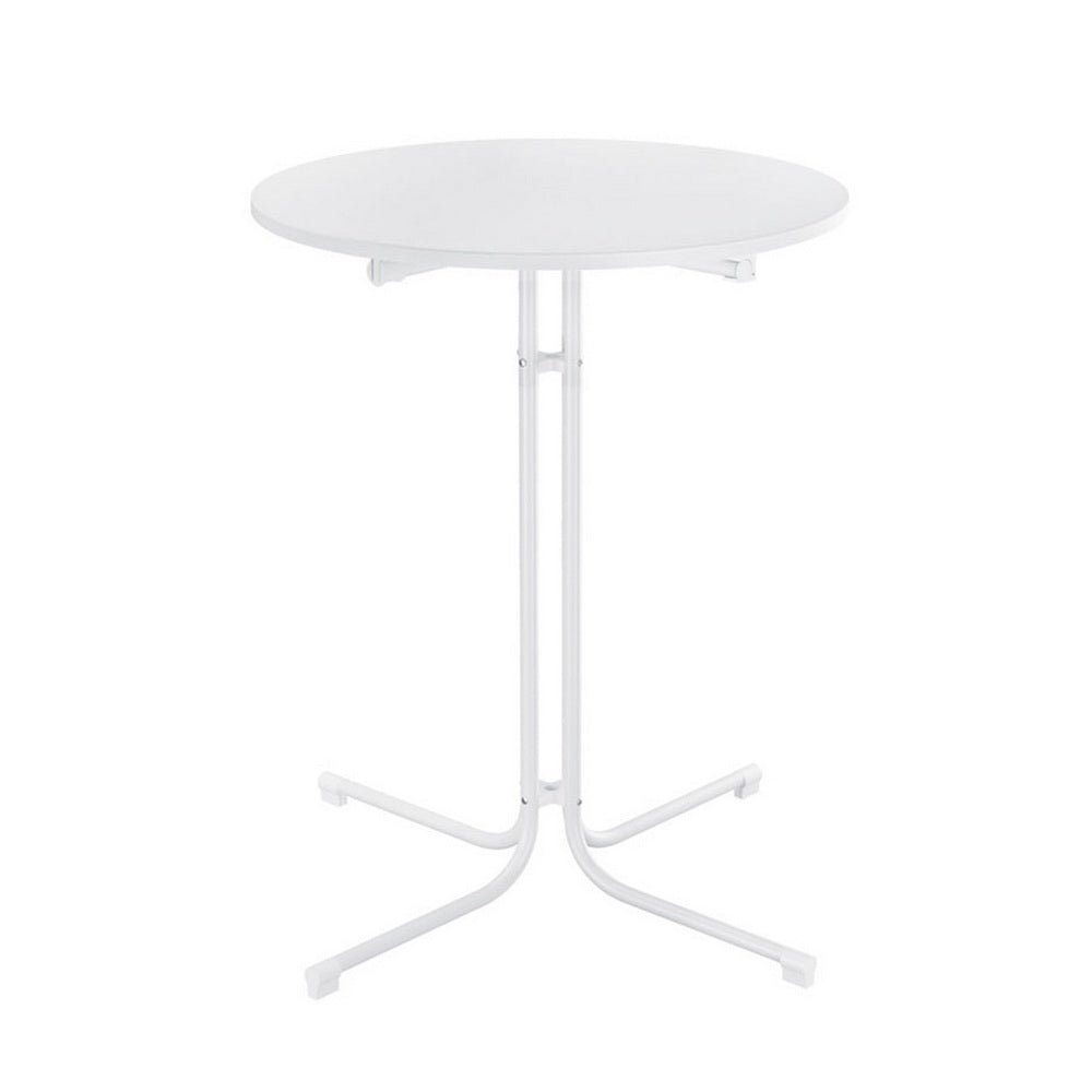 Outdoor Folding Adjustable Round Bar Table Patio Furniture White - Barstool Express