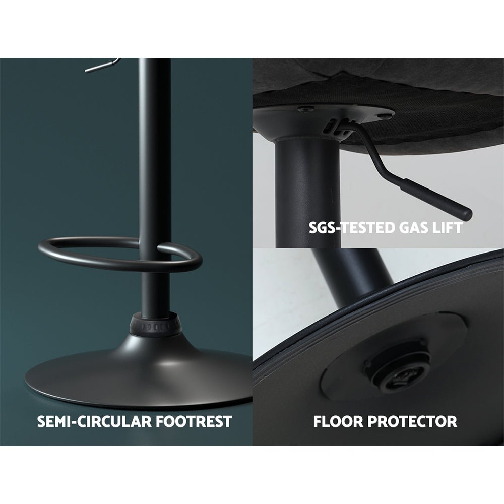 Owen Vintage Leather Adjustable Bar Stools Black (Set of 2) - Barstool Express