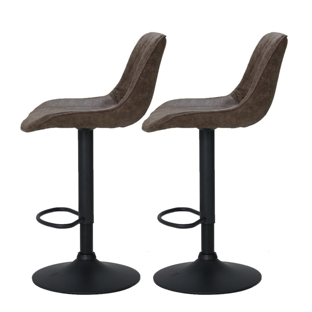 Owen Vintage Leather Adjustable Bar Stools Brown (Set of 2) - Barstool Express