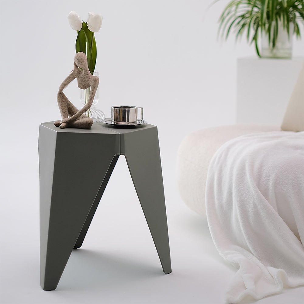 Puzzle Design Stackable Plastic Stools 45cm Grey (Set of 2) - Barstool Express
