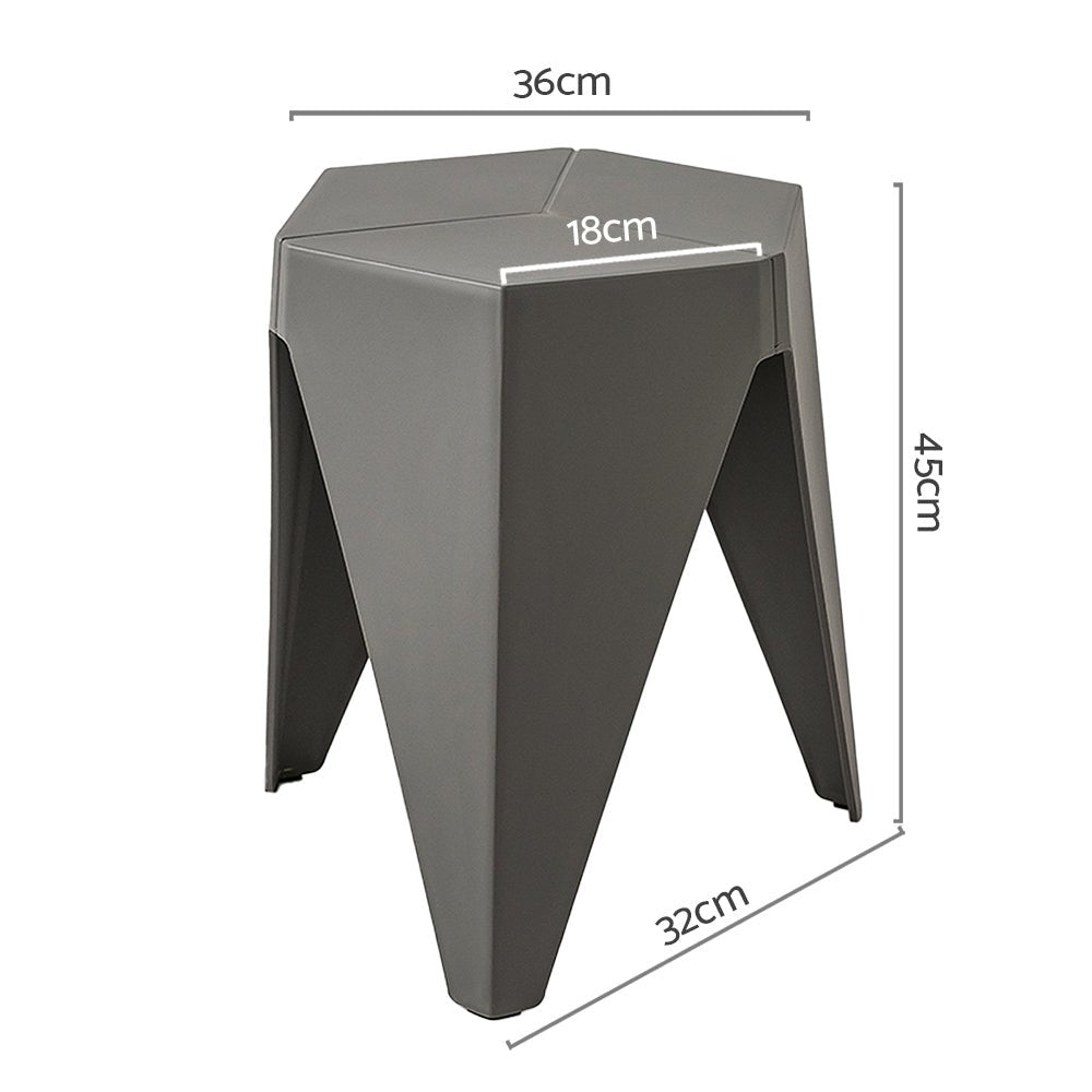 Puzzle Design Stackable Plastic Stools 45cm Grey (Set of 2) - Barstool Express