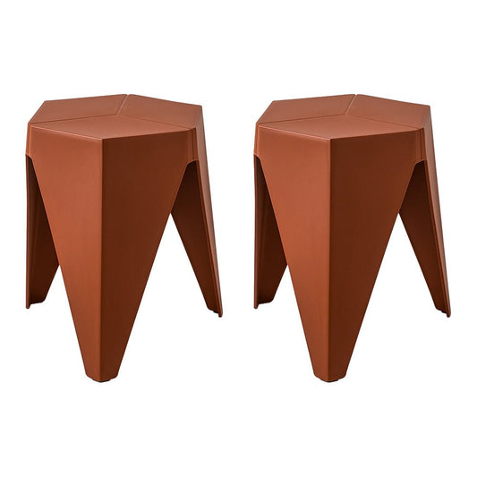Puzzle Design Stackable Plastic Stools 45cm Red (Set of 2) - Barstool Express