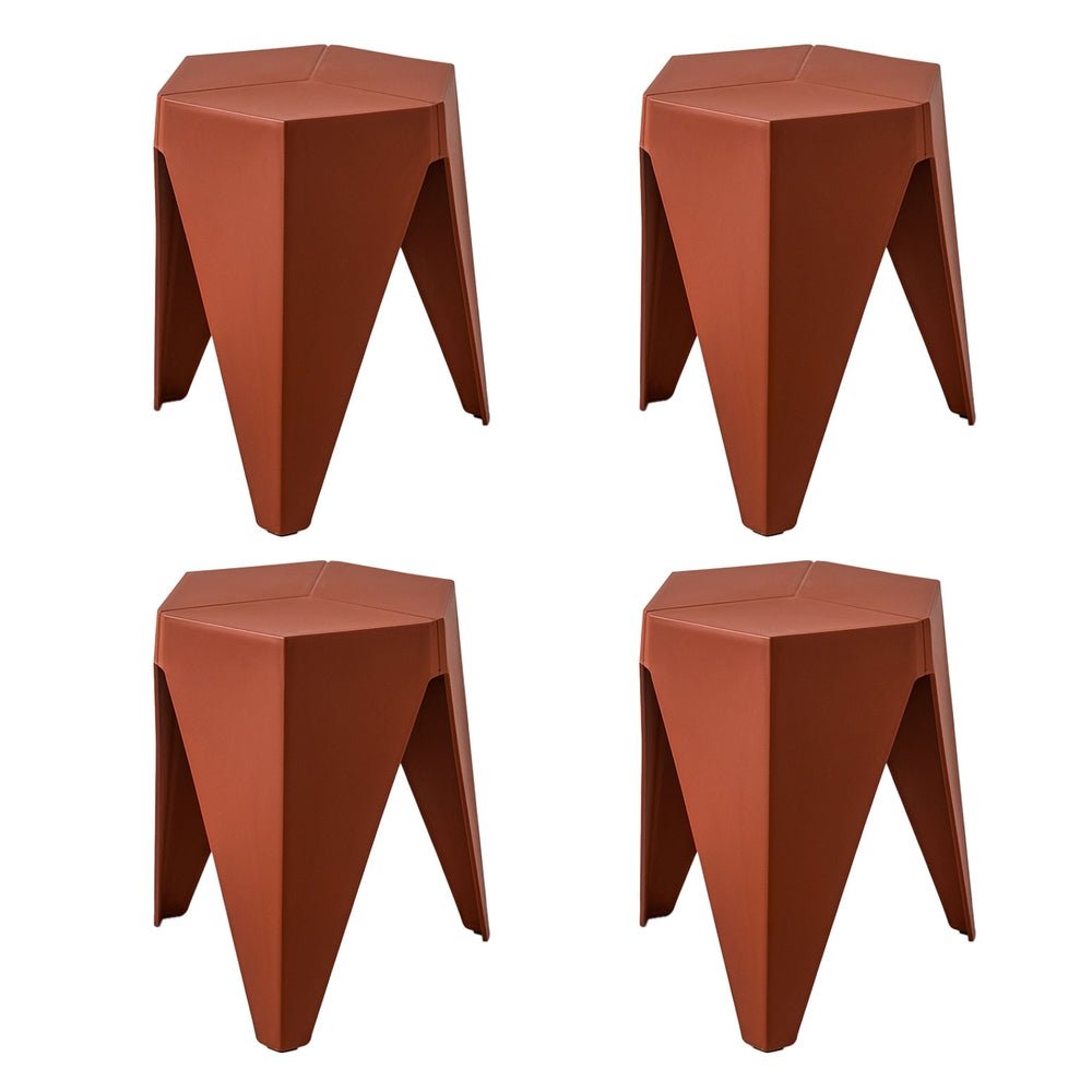 Puzzle Design Stackable Plastic Stools 45cm Red (Set of 4) - Barstool Express