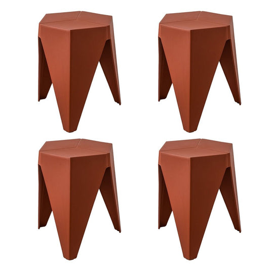 Puzzle Design Stackable Plastic Stools 45cm Red (Set of 4) - Barstool Express