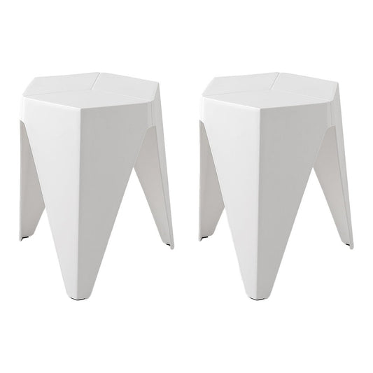 Puzzle Design Stackable Plastic Stools 45cm White (Set of 2) - Barstool Express