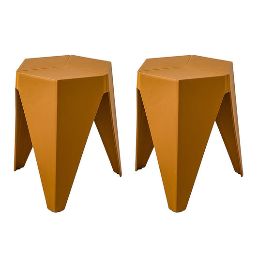 Puzzle Design Stackable Plastic Stools 45cm Yellow (Set of 2) - Barstool Express