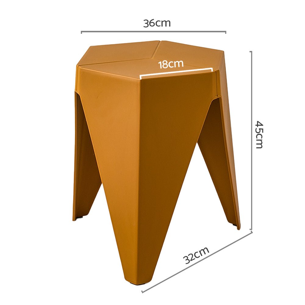 Puzzle Design Stackable Plastic Stools 45cm Yellow (Set of 2) - Barstool Express