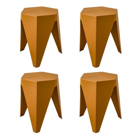 Puzzle Design Stackable Plastic Stools 45cm Yellow (Set of 4) - Barstool Express
