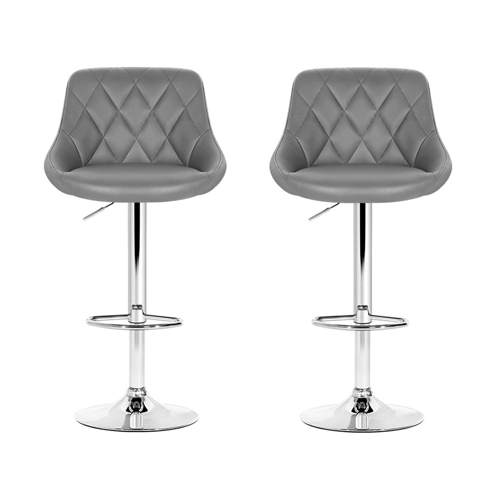 Quil Leather Padded Adjustable Bar Stool Grey (Set of 2) - Barstool Express