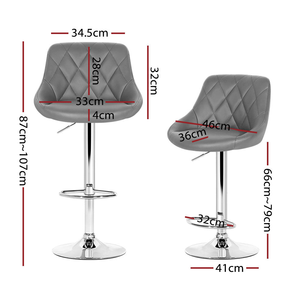 Quil Leather Padded Adjustable Bar Stool Grey (Set of 4) - Barstool Express