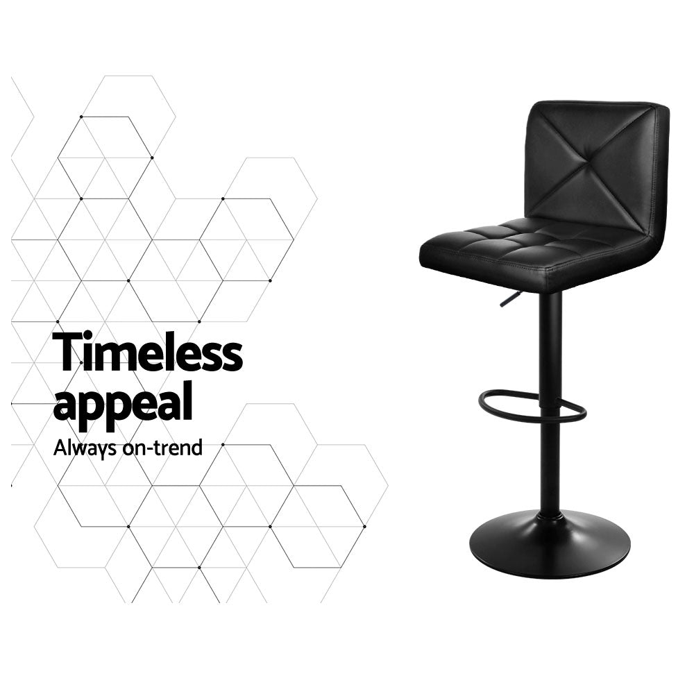 Quinn Leather Padded Adjustable Bar Stools Black (Set of 4) - Barstool Express