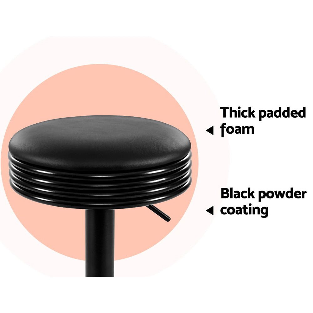 Retro Leather Adjustable Bar Stools Black (Set of 2) - Barstool Express