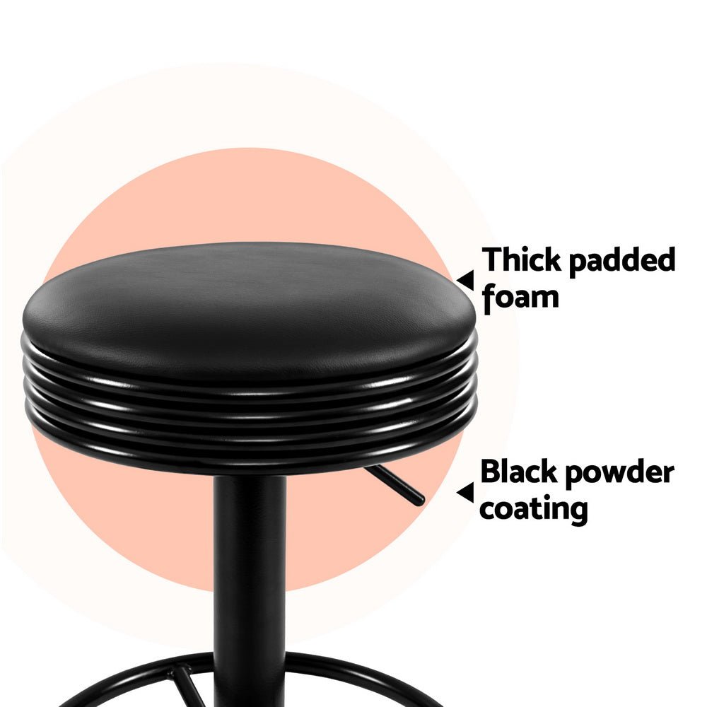 Retro Leather Adjusted Bar Stools Black (Set of 4) - Barstool Express