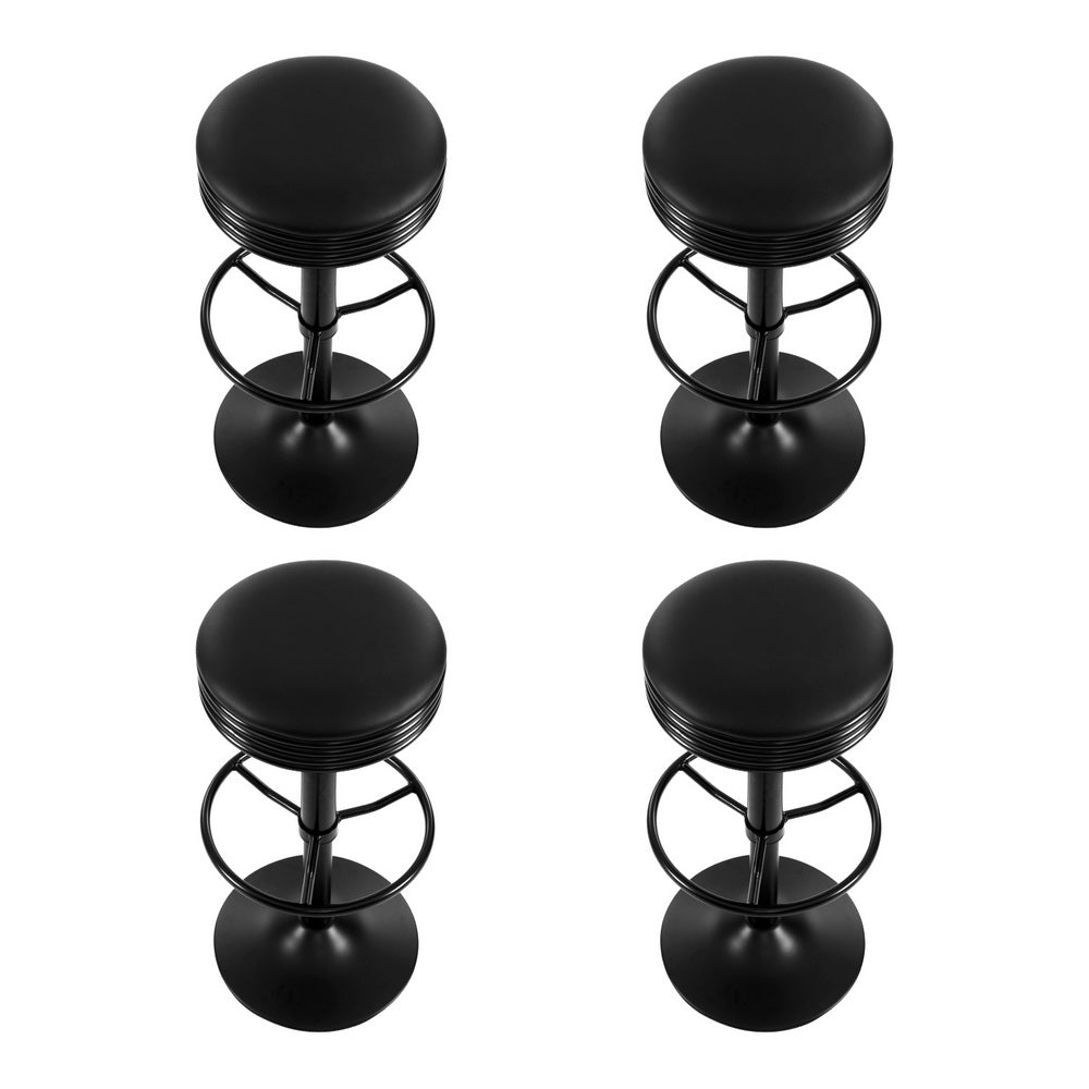 Retro Leather Adjusted Bar Stools Black (Set of 4) - Barstool Express