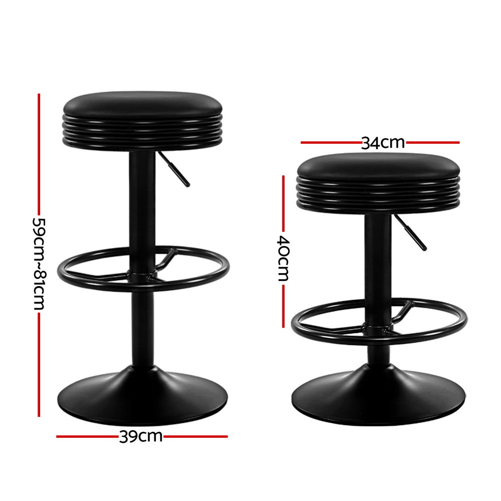 Retro Leather Adjusted Bar Stools Black (Set of 4) - Barstool Express
