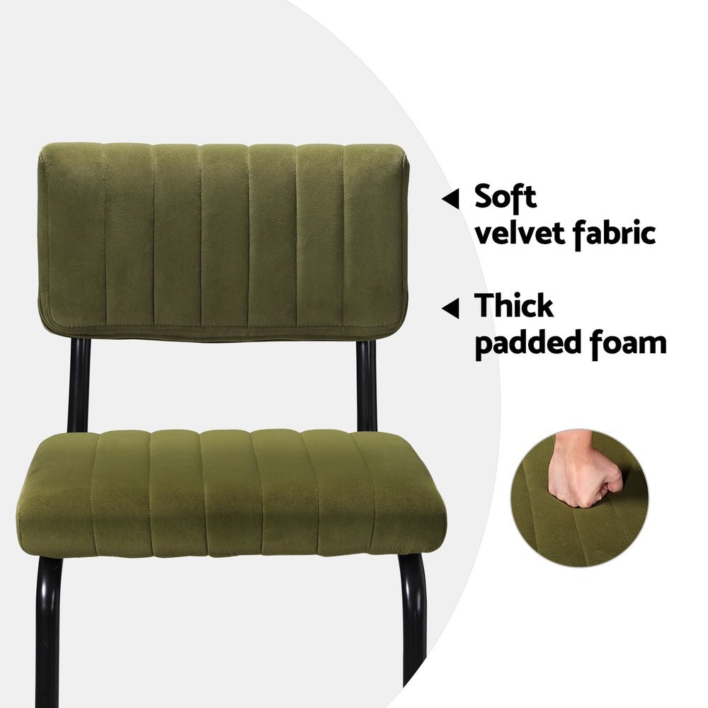 Retro Velvet Bar Stools 65cm Olive Green (Set of 2) - Barstool Express