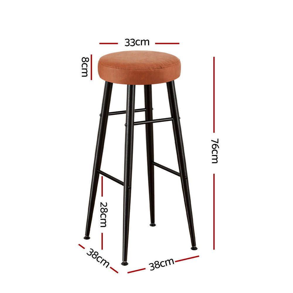 Rio Round Leather Kitchen Dining Bar Stool Brown (Set of 4) - Barstool Express