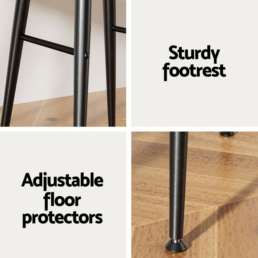 Rio Round Leather Kitchen Dining Bar Stool Brown (Set of 4) - Barstool Express