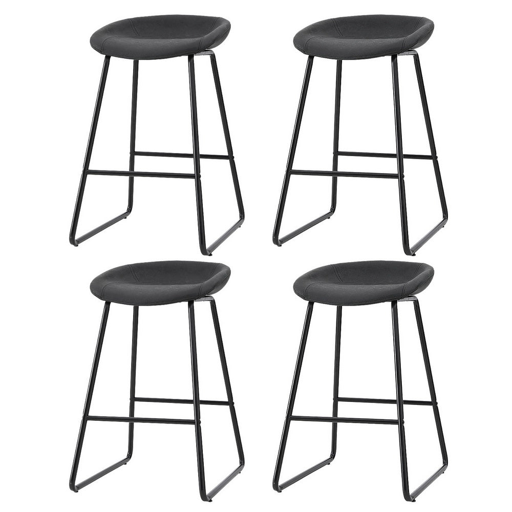 Sadie Leather Padded Bar Stools 65cm Black (Set of 4) - Barstool Express