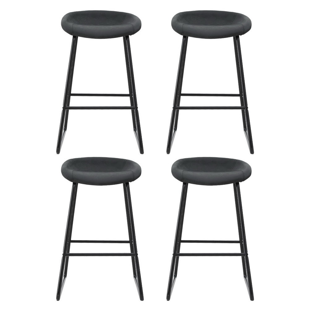 Sadie Leather Padded Bar Stools 65cm Black (Set of 4) - Barstool Express