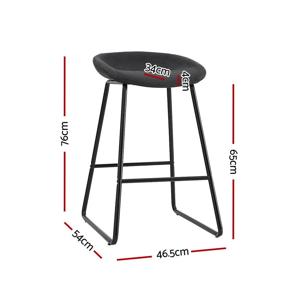 Sadie Leather Padded Bar Stools 65cm Black (Set of 4) - Barstool Express