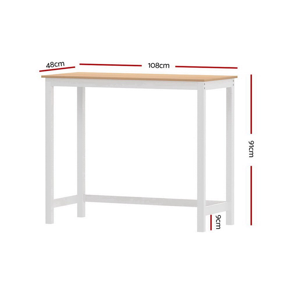 Skye Bar Table Rectangular 108cm White & Pine - Barstool Express