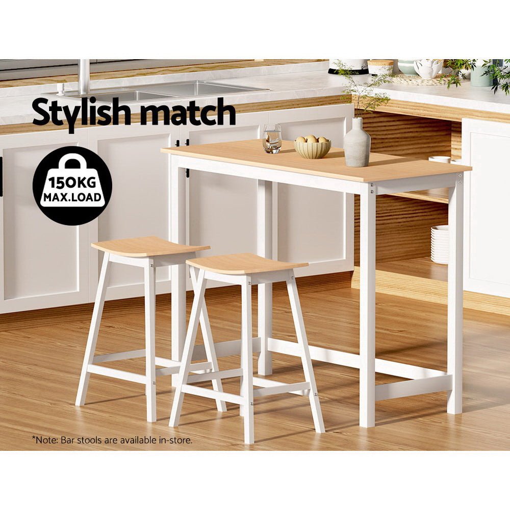 Skye Bar Table Rectangular 108cm White & Pine - Barstool Express