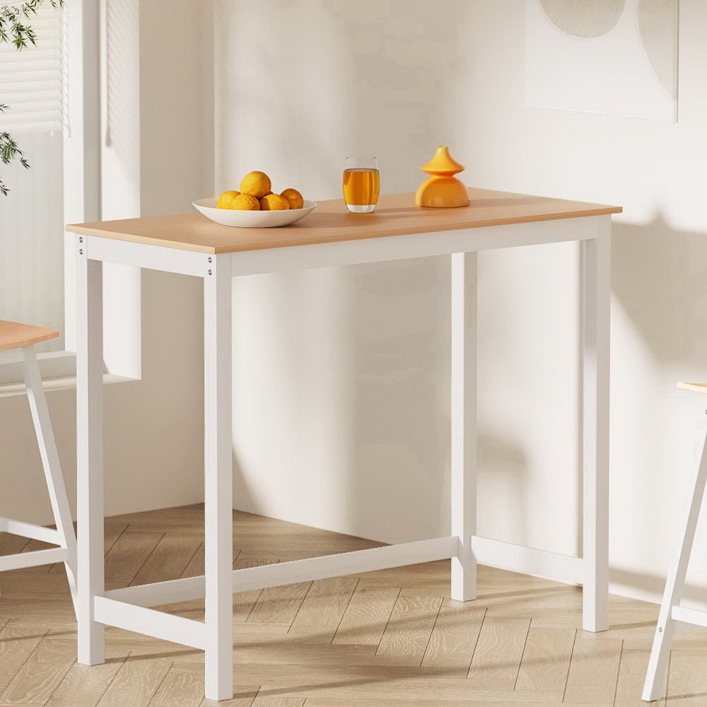 Skye Bar Table Rectangular 108cm White & Pine - Barstool Express