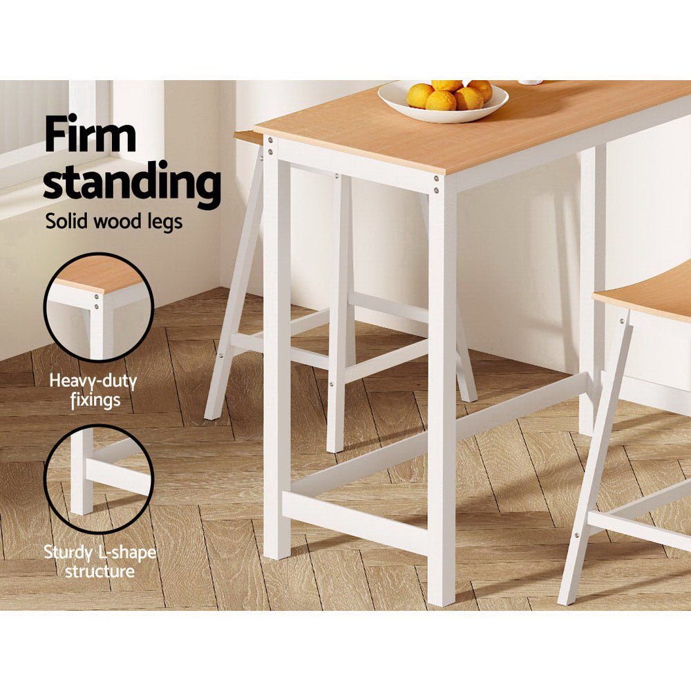 Skye Bar Table Rectangular 108cm White & Pine - Barstool Express