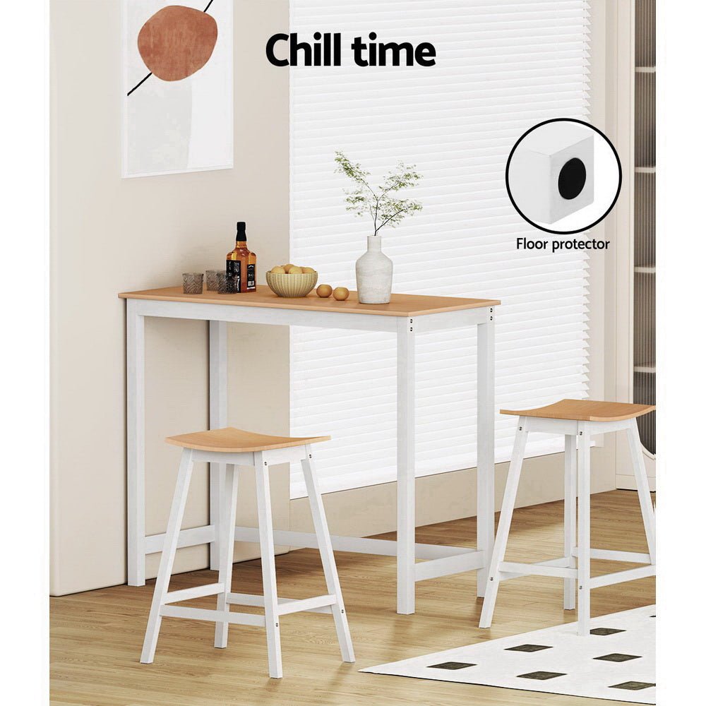 Skye Bar Table Rectangular 108cm White & Pine - Barstool Express