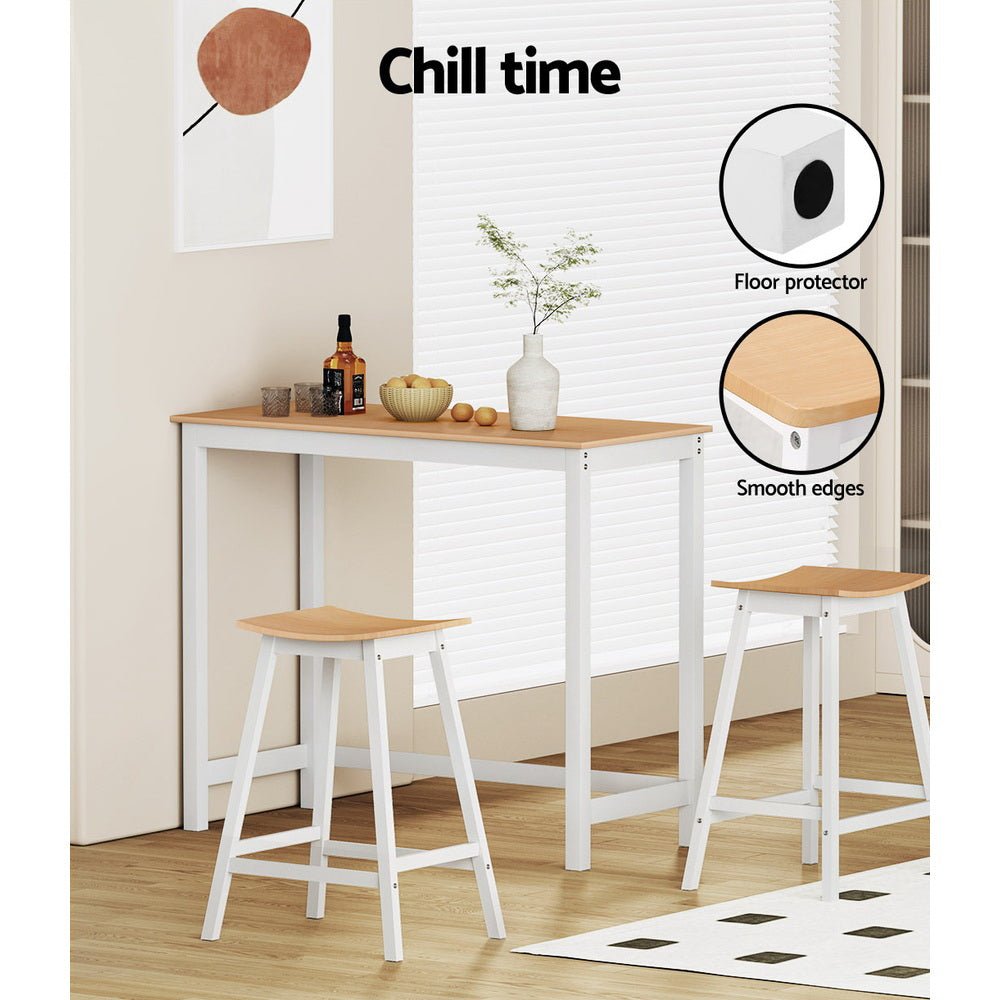 Skye Saddle Bar Stools 66cm White & Pine (Set of 2) - Barstool Express