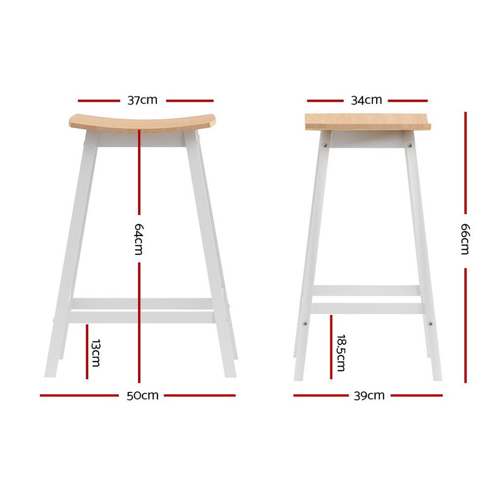Skye Saddle Bar Stools 66cm White & Pine (Set of 2) - Barstool Express