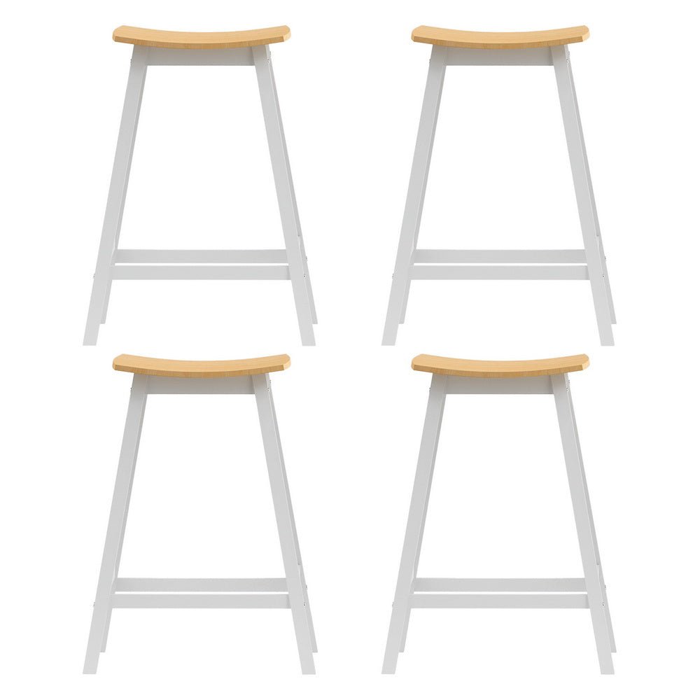 Skye Saddle Bar Stools 66cm White & Pine (Set of 4) - Barstool Express