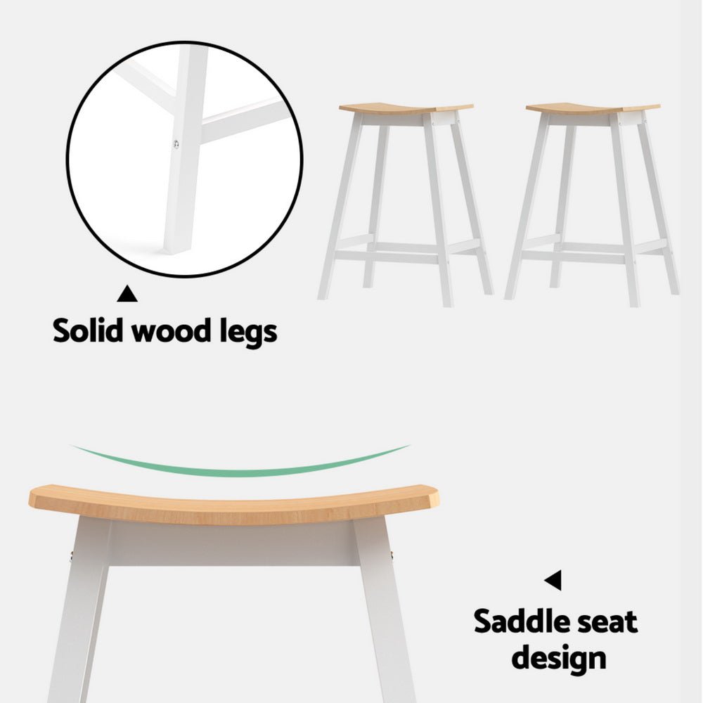Skye Saddle Bar Stools 66cm White & Pine (Set of 4) - Barstool Express