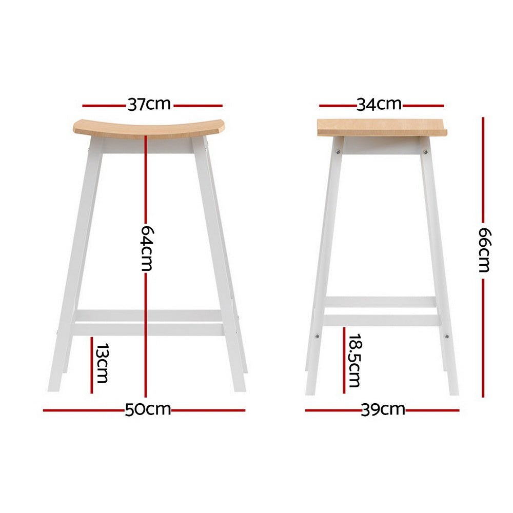 Skye Saddle Bar Stools 66cm White & Pine (Set of 4) - Barstool Express