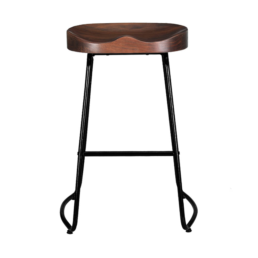 Thor Timber Tractor Seat Bar Stools 65cm Dark Wood (Set of 2) - Barstool Express