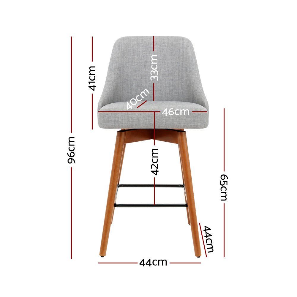 Tilly Linen Swivel Bar Stools 65cm Grey (Set of 2) - Barstool Express