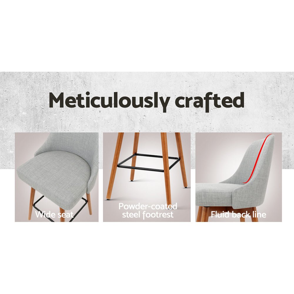 Tilly Linen Swivel Bar Stools 65cm Grey (Set of 2) - Barstool Express