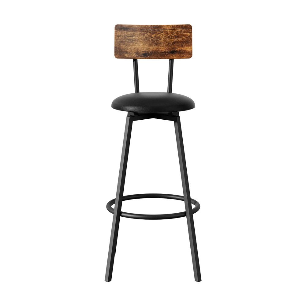 Timothy Industrial Bar Stools Upholstered Seat 72cm Black (Set of 2) - Barstool Express