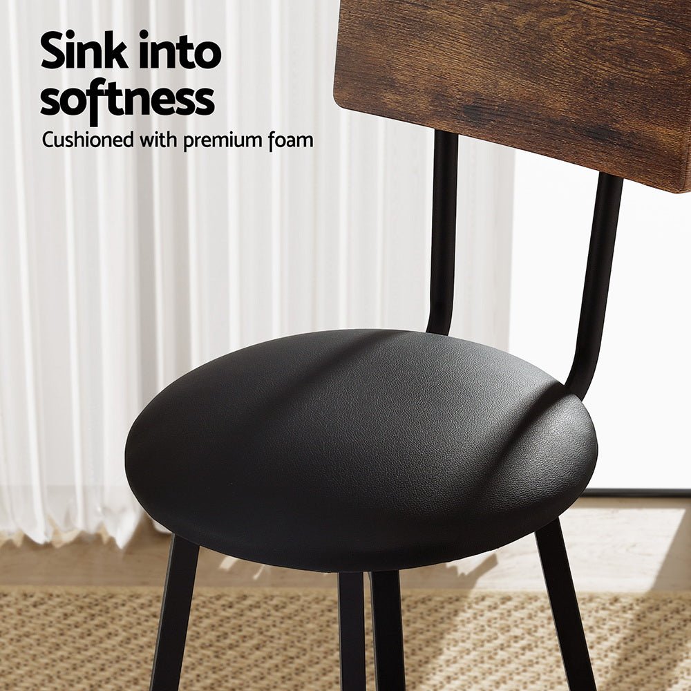 Timothy Industrial Bar Stools Upholstered Seat 72cm Black (Set of 2) - Barstool Express