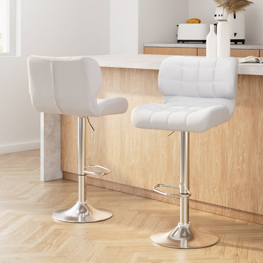Urban Leather Adjustable Bar Stools White (Set of 2) - Barstool Express