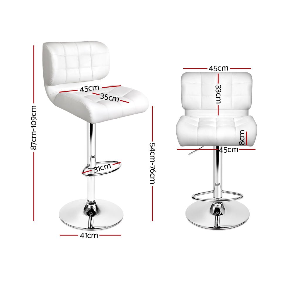 Urban Leather Adjustable Bar Stools White (Set of 2) - Barstool Express